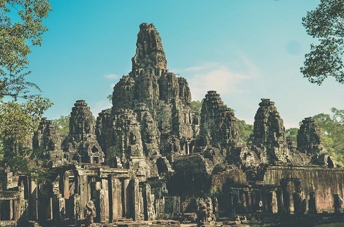 le temple Bayon dans les mystiques temples d'Angkor